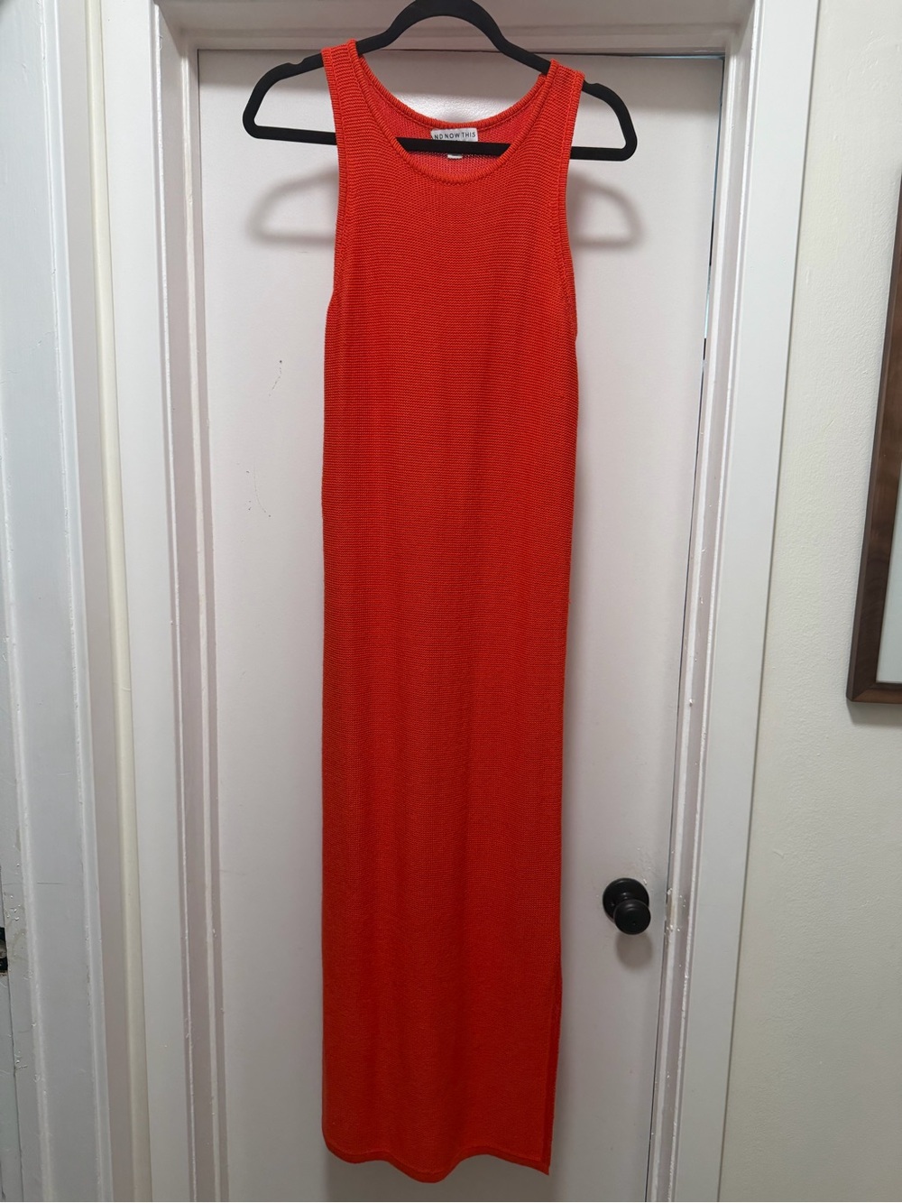 Vintage Havana Sleeveless Ribbed Maxi Dress - Bright Orange-Red